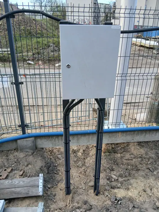 Skrzynka CCTV z wyprowadzonymi instalacjami kablowymi